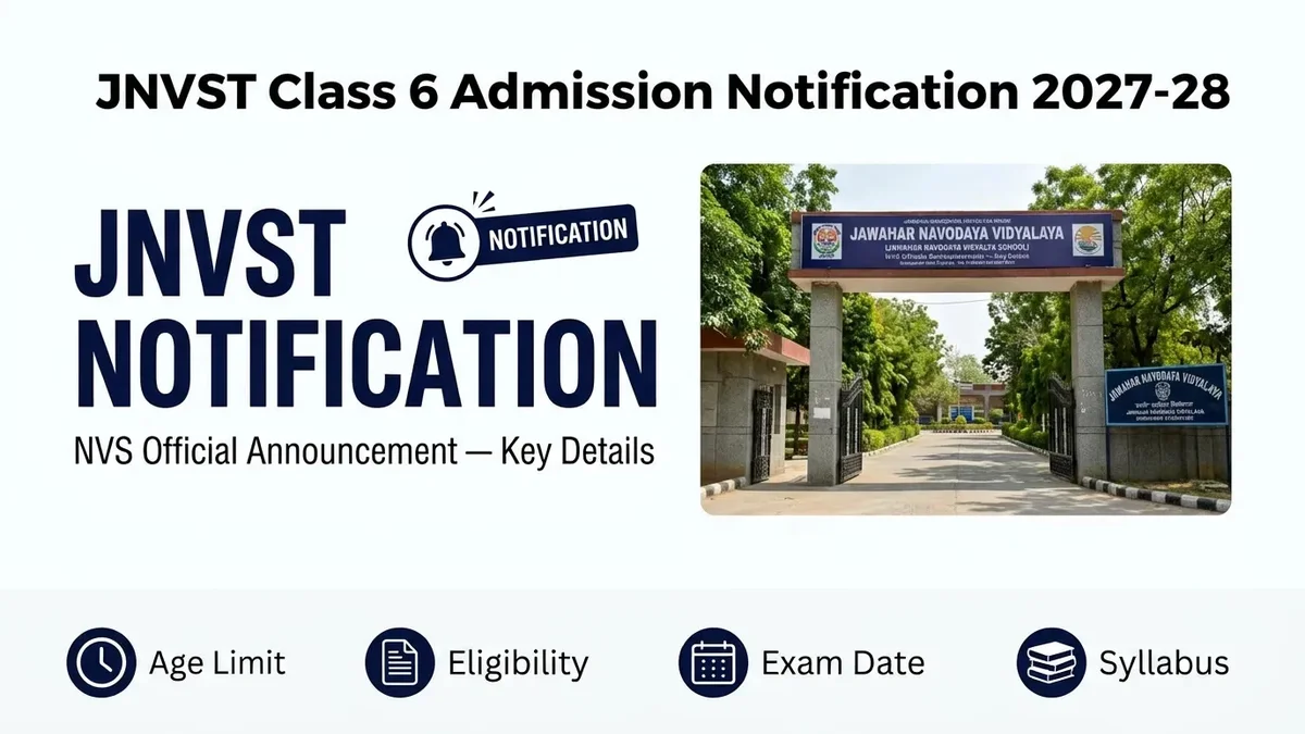 JNVST 2027-28 Notification Out: Class 6 Admission Dates, Syllabus & PDF