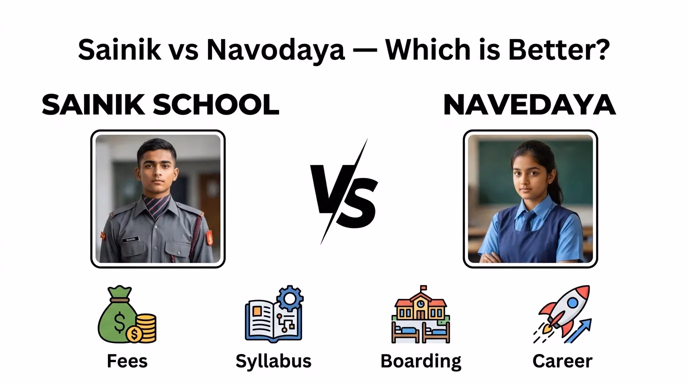 A confused parent looking at Sainik School vs Navodaya 2027 admission forms on a table.