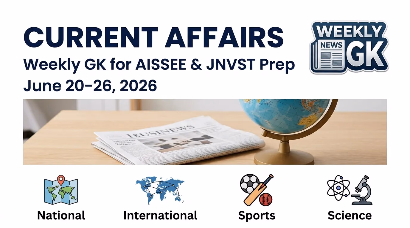 Weekly Current Affairs (June 20-26, 2026): Essential AISSEE GK Guide