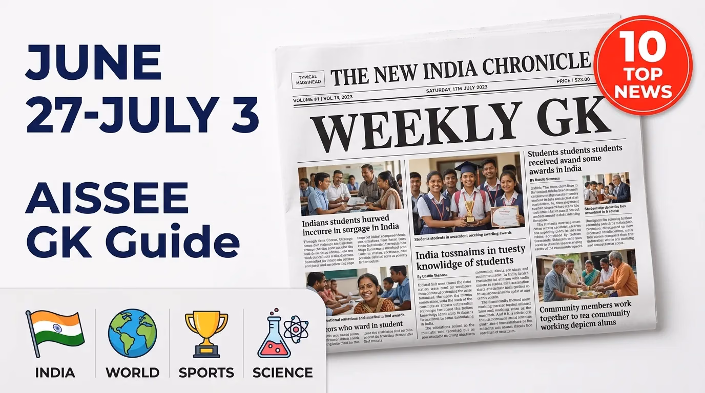 Weekly Current Affairs (June 27-July 3, 2026): AISSEE GK Guide